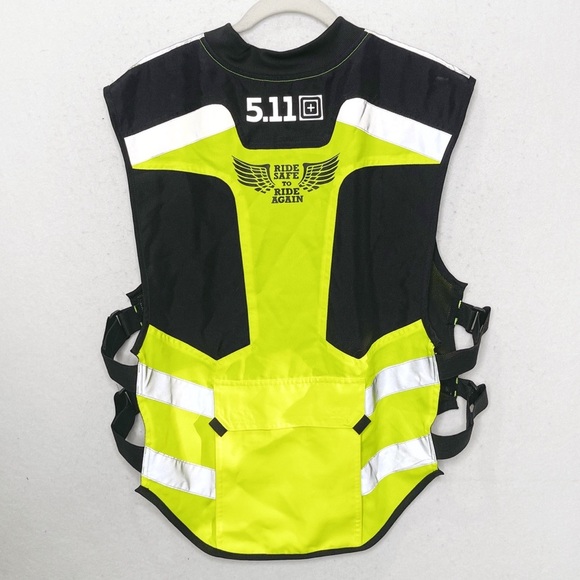 5.11 Tactical High Visibility Motorcycle Riding Vest Fluorescent Yellow Reflect - Picture 2 of 9